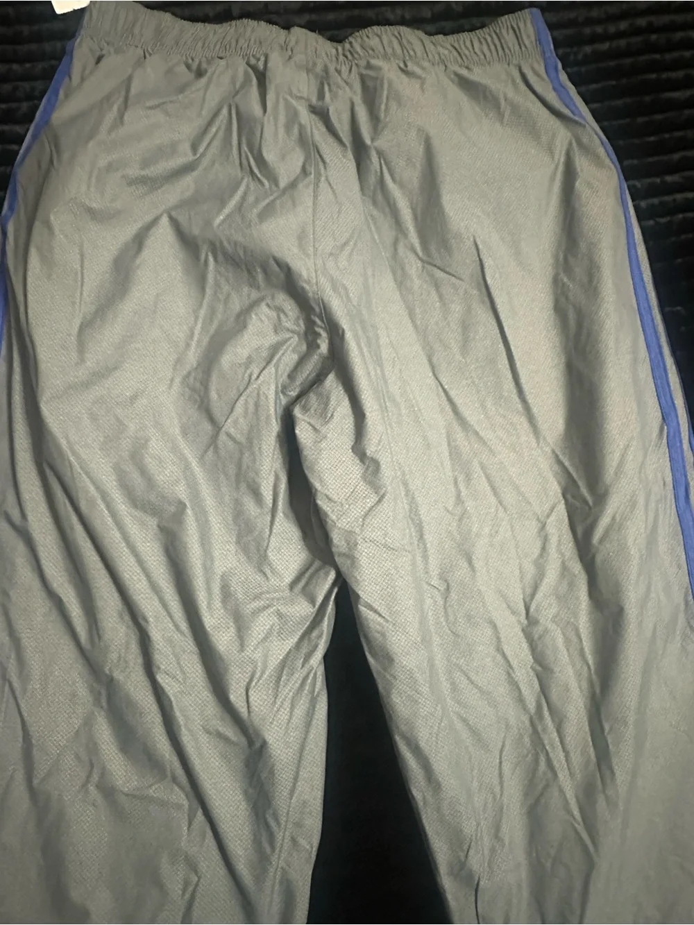 adidas Gray Track Pants with Blue Side Stripes